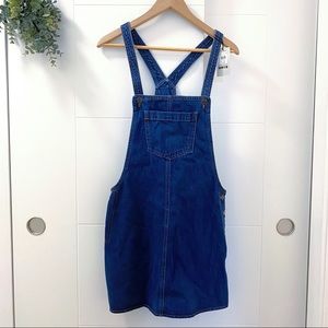 Topshop • Blue Denim Overall Mini Jumper Dress NWT